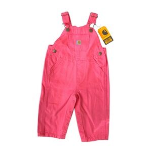 CARHARTT Overalls Pink Lemonade Loose-Fit Canvas Bib Overalls Infant Baby Canvas